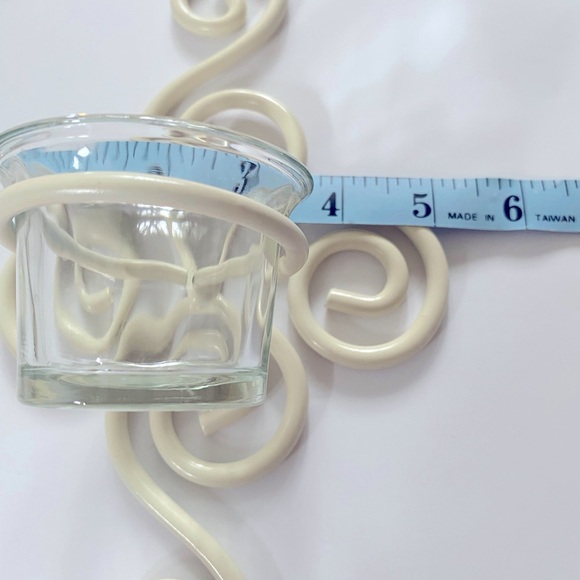 Wall Sconces Wrought Iron Ivory Beige Set of 2 with Glass Tea Light Holder - Picture 8 of 8